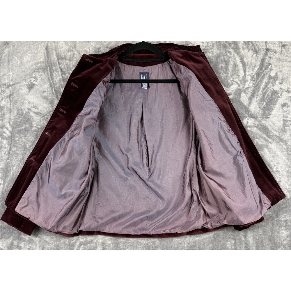 Vintage GAP Blazer Women M Velvet Burgandy/Maroon‎ Classic Y2K Evening Office - Picture 4 of 11